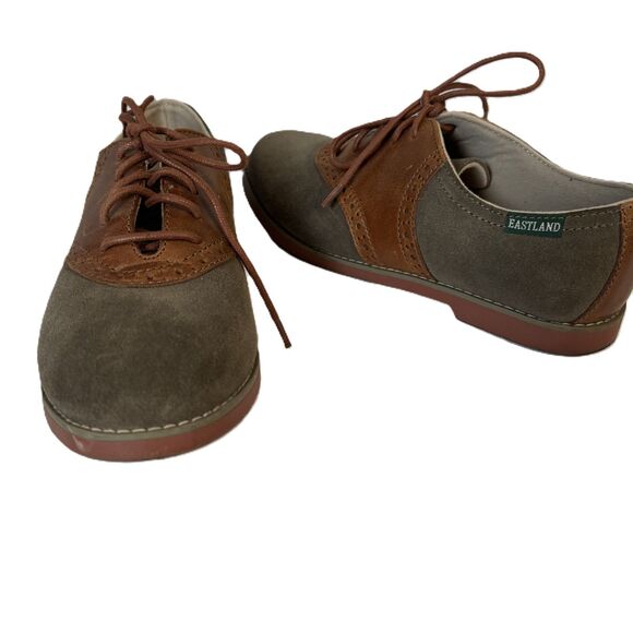 Eastland Sadie Saddle Shoes Retro 50s Style Rockabilly Lace Brown Olive Size 8 - Picture 1 of 9